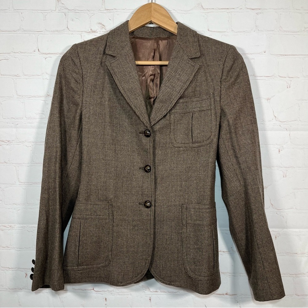 Vintage Sir For Her Women Check Plaid Wool Blazer Jackets Women’s Small Brown